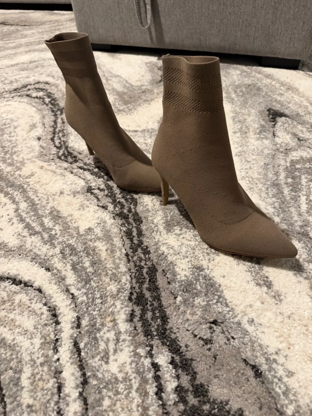 Brown Knit Sock Pointed-Toe Booties - Picture 3 of 6